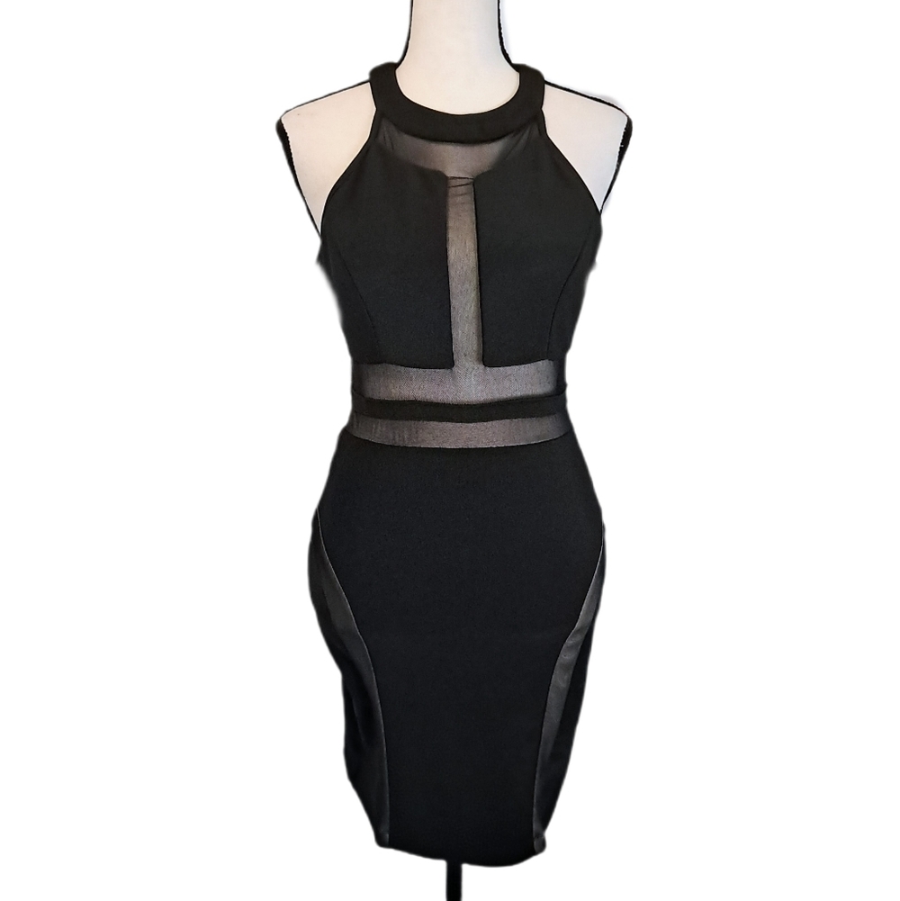 Emerald Sundae Sexy Black Mesh Panel Bodycon Cocktail Wedding Party Dress S